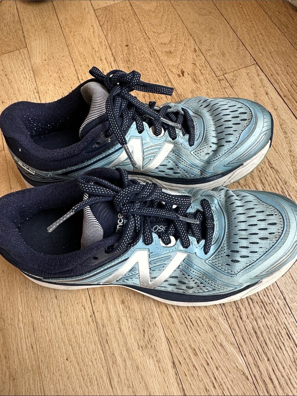 New Balance Women's Light Blue and Navy Running Sneakers